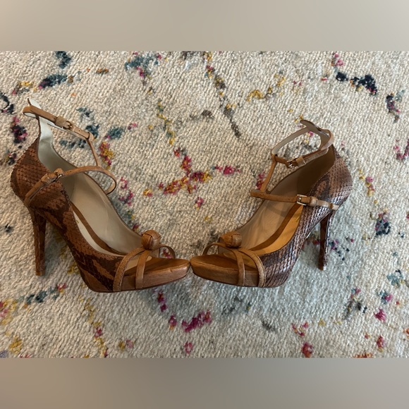 L.A.M.B ~ “Felix Snake” Brown Strappy Heels - Picture 6 of 6